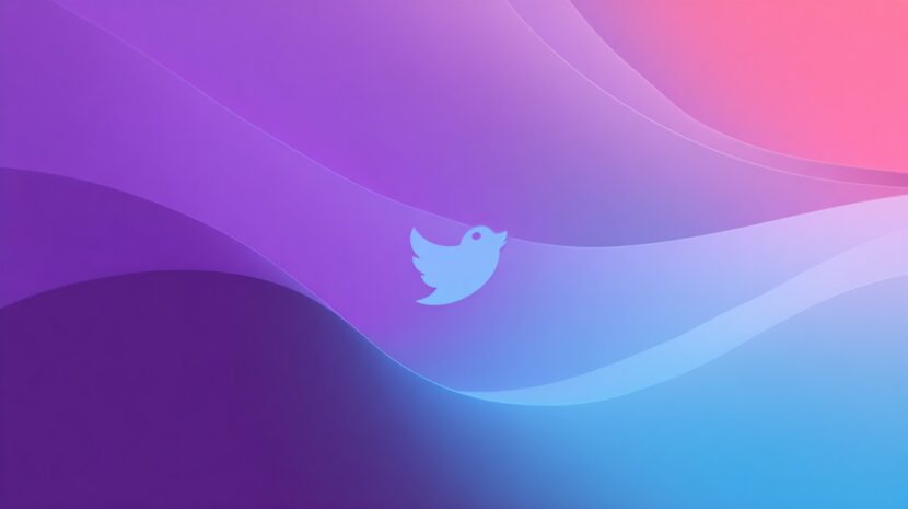 A modern X (Twitter) header design with smooth purple, blue, and pink gradients and a centered bird logo, representing a sleek and professional social media look
