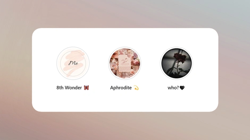 Minimal Instagram Highlight covers with soft colors, clean icons, and consistent spacing across the profile